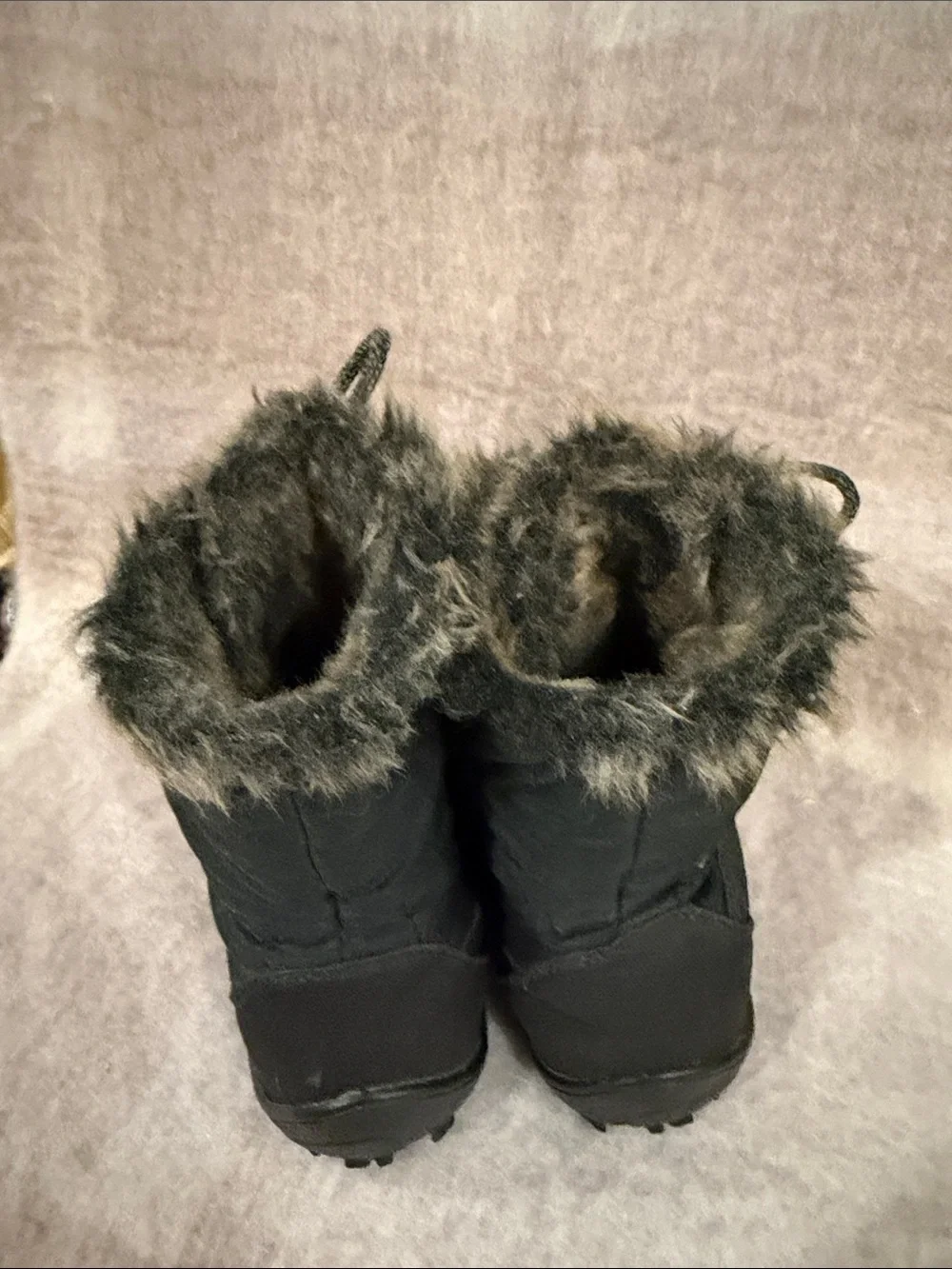 Columbia Black Winter Waterproof Lace-Up Boots with Faux Fur Trim